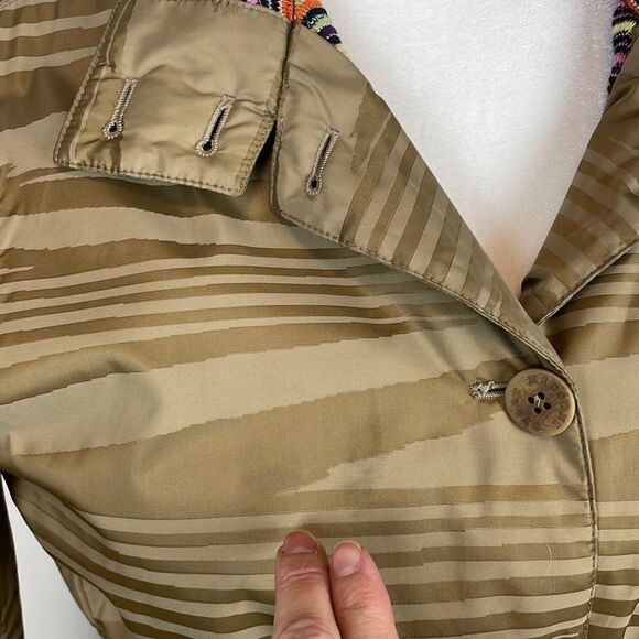 Sport Missoni Tan Wood Grain Printed Belted Lightweight Puffer Jacket sz 42 / US - Picture 6 of 12
